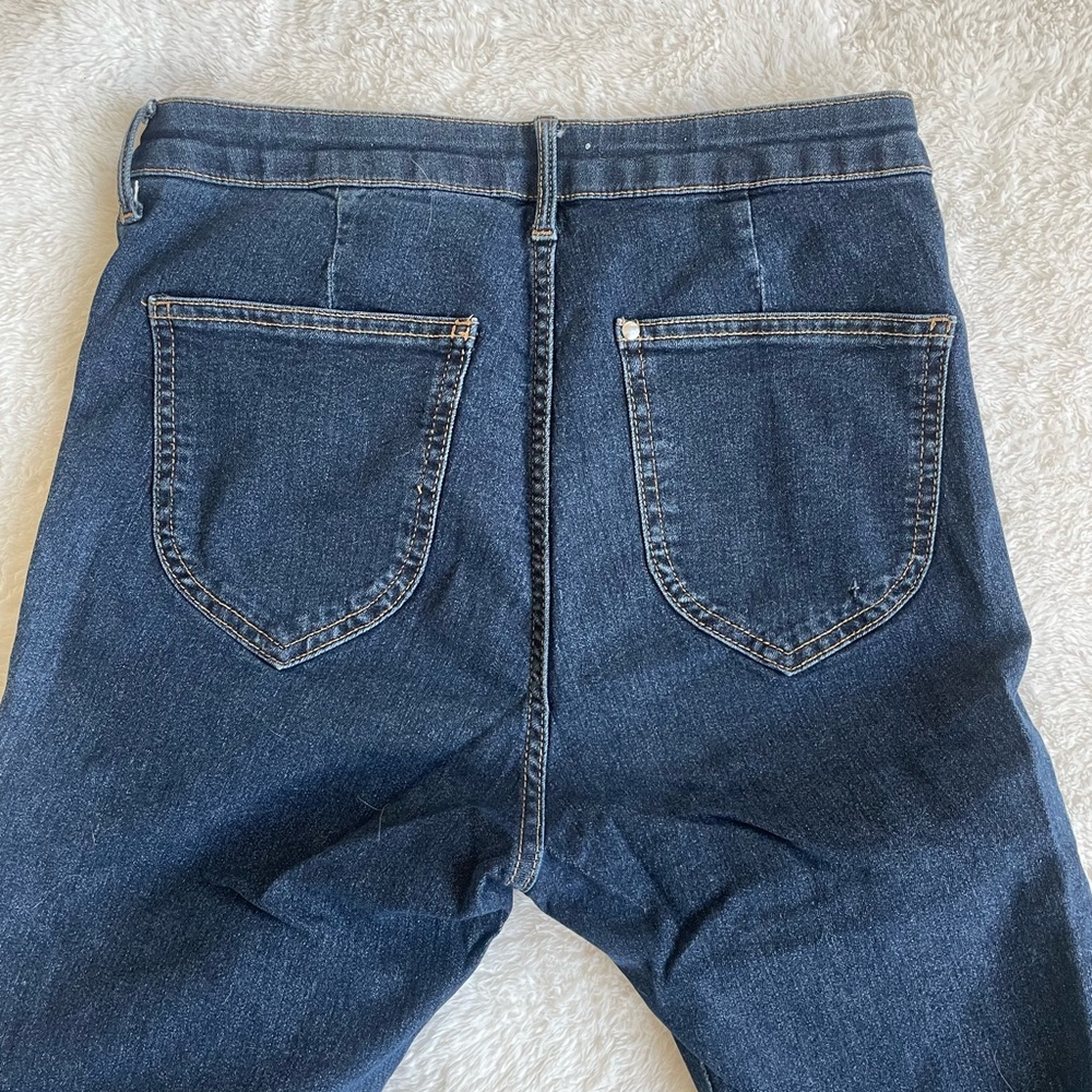 H&M dark wash jeggings skinny jeans high waist stretchy disco pants size 28